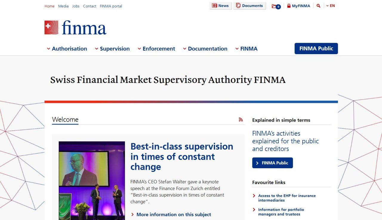 Official website of the Federal Financial Market Commission (FINMA)