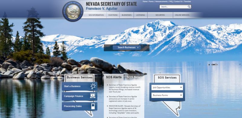Официальный сайт Office of the Nevada Secretary of State